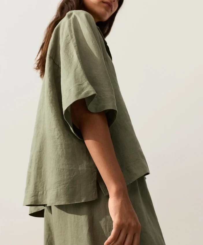Cămășă oversize cu mâneci scurte, 100% in Cămășă oversize cu mâneci scurte, 100% in