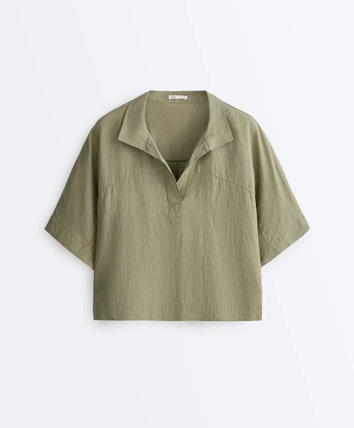 Cămășă oversize cu mâneci scurte, 100% in Cămășă oversize cu mâneci scurte, 100% in