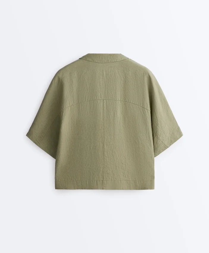 Cămășă oversize cu mâneci scurte, 100% in Cămășă oversize cu mâneci scurte, 100% in