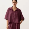 Cămășă oversize cu mâneci scurte din 100% in Cămășă oversize cu mâneci scurte din 100% in