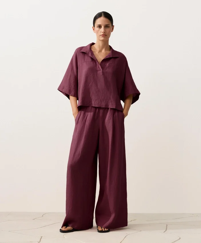 Cămășă oversize cu mâneci scurte din 100% in Cămășă oversize cu mâneci scurte din 100% in