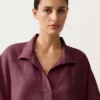 Cămășă oversize cu mâneci scurte din 100% in Cămășă oversize cu mâneci scurte din 100% in