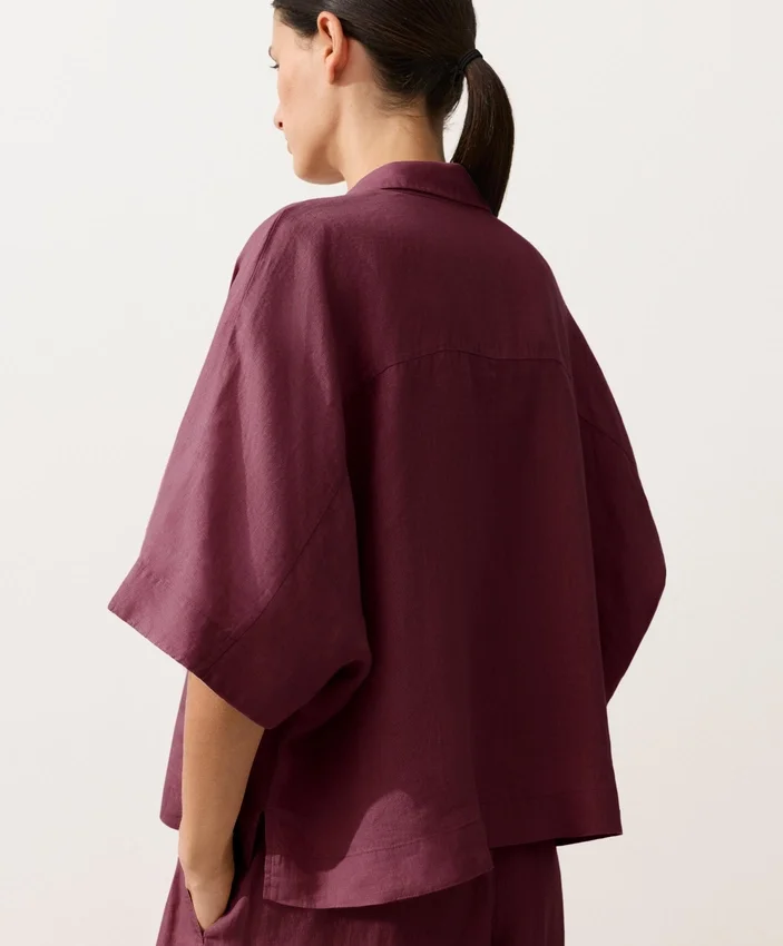 Cămășă oversize cu mâneci scurte din 100% in Cămășă oversize cu mâneci scurte din 100% in
