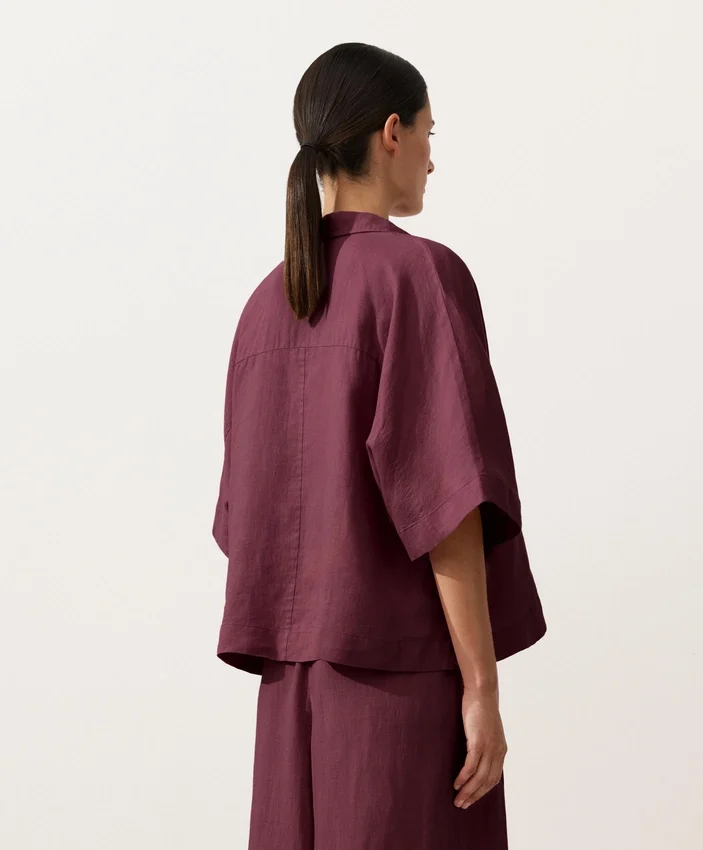 Cămășă oversize cu mâneci scurte din 100% in Cămășă oversize cu mâneci scurte din 100% in