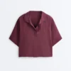 Cămășă oversize cu mâneci scurte din 100% in Cămășă oversize cu mâneci scurte din 100% in