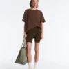 Cămășă oversize cu mâneci scurte din amestec de bumbac, cu dungi Cămășă oversize cu mâneci scurte din amestec de bumbac, cu dungi