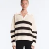 Cămășă polo cu mâneci lungi din bumbac 100%, cu tricotaj deschis în dungi Cămășă polo cu mâneci lungi din bumbac 100%, cu tricotaj deschis în dungi