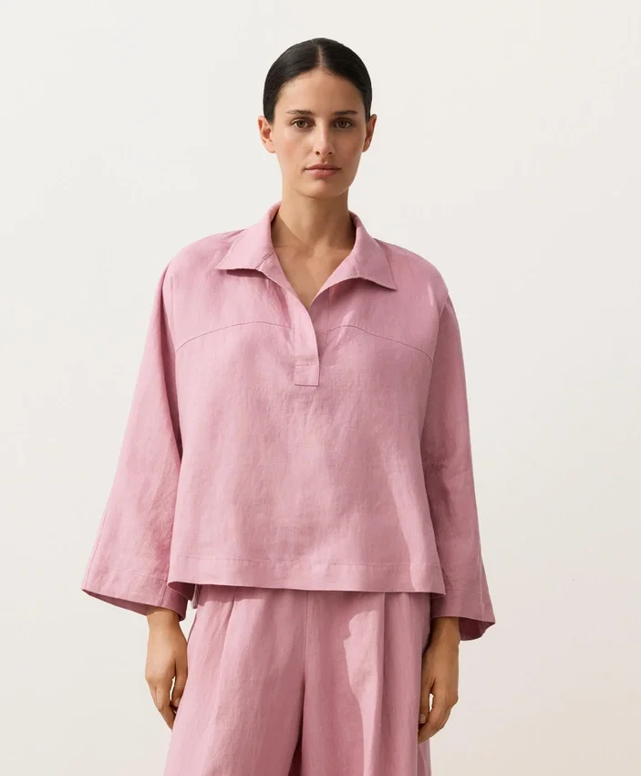 Cămășă polo oversize cu mâneci lungi, 100% in Cămășă polo oversize cu mâneci lungi, 100% in