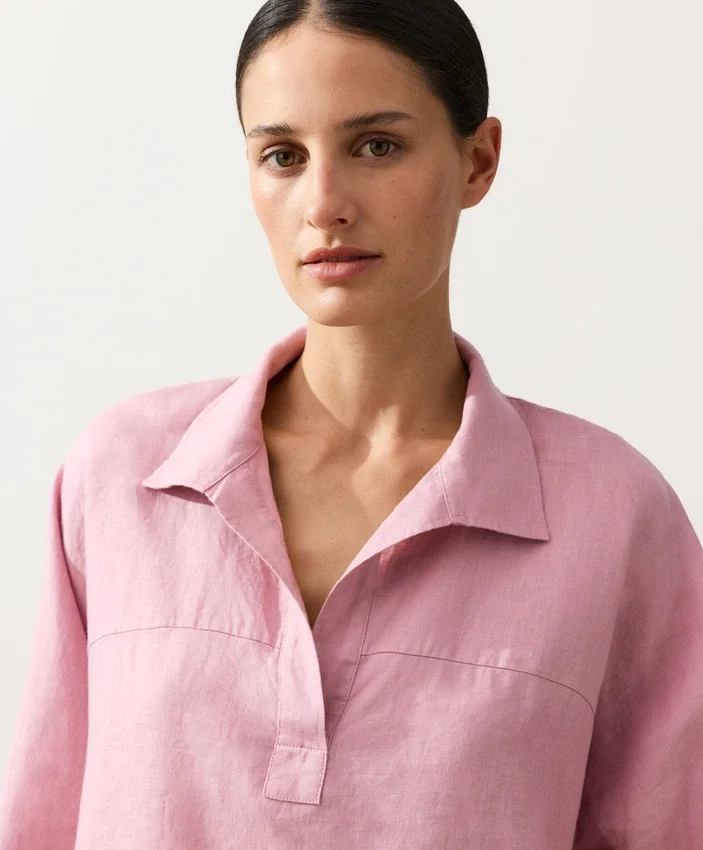 Cămășă polo oversize cu mâneci lungi, 100% in Cămășă polo oversize cu mâneci lungi, 100% in