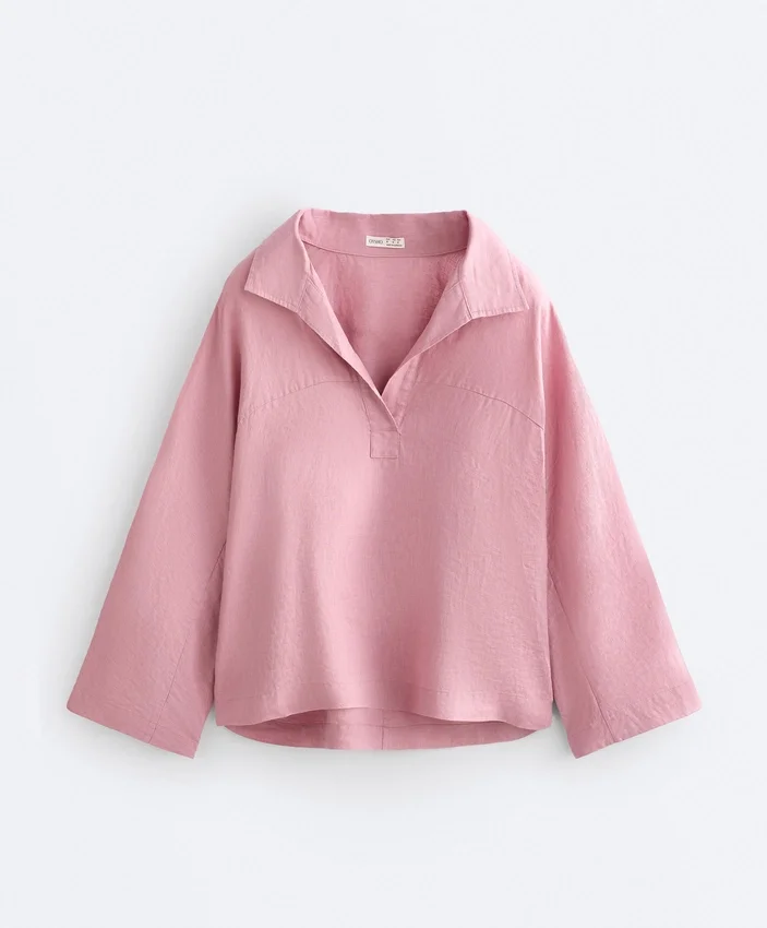 Cămășă polo oversize cu mâneci lungi, 100% in Cămășă polo oversize cu mâneci lungi, 100% in