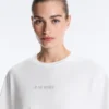 Cămășă scurtă, dreptă, din amestec de bumbac, cu slogan Cămășă scurtă, dreptă, din amestec de bumbac, cu slogan