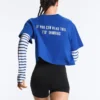Cămășă scurtă, dreptă, din amestec de bumbac, cu slogan Cămășă scurtă, dreptă, din amestec de bumbac, cu slogan
