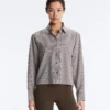 Cămăși scurte din amestec de lyocell cu imprimeu gingham Cămăși scurte din amestec de lyocell cu imprimeu gingham