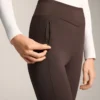 Colanți călduroși, cu talie înaltă, lungi până la gleznă, cu buzunare, 70 cm