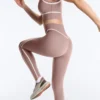 Colanți lungi până la gleznă, cu talie înaltă, Compressive Core Control, cu detalii contrastante Colanți lungi până la gleznă, cu talie înaltă, Compressive Core Control, cu detalii contrastante