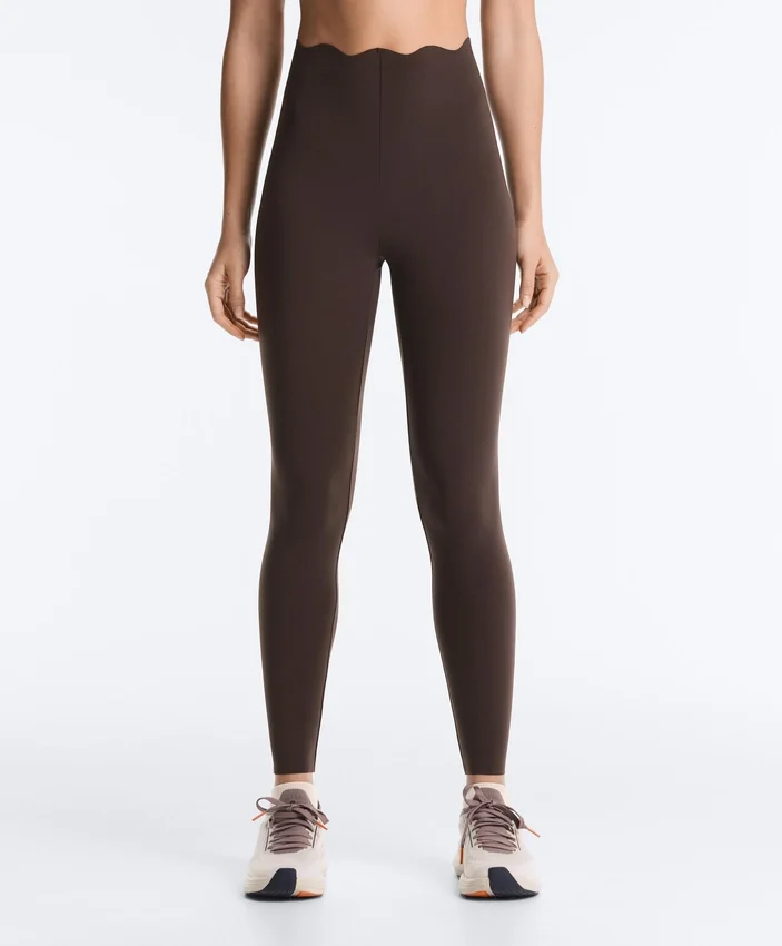 Colanți lungi până la gleznă, cu talie înaltă, Compressive Core Control, cu detalii în formă de val Colanți lungi până la gleznă, cu talie înaltă, Compressive Core Control, cu detalii în formă de val