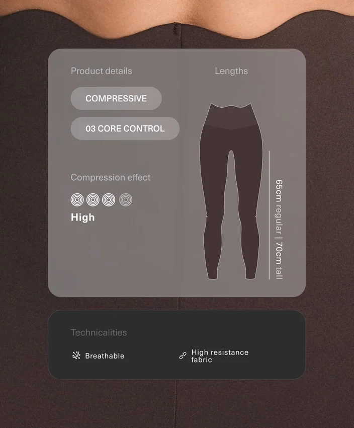 Colanți lungi până la gleznă, cu talie înaltă, Compressive Core Control, cu detalii în formă de val Colanți lungi până la gleznă, cu talie înaltă, Compressive Core Control, cu detalii în formă de val