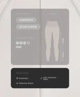 Colanți lungi până la gleznă, cu talie înaltă, Compressive, reflectorizanți, pentru Core Control în zona abdominală
