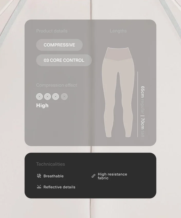 Colanți lungi până la gleznă, cu talie înaltă, Compressive, reflectorizanți, pentru Core Control în zona abdominală Colanți lungi până la gleznă, cu talie înaltă, Compressive, reflectorizanți, pentru Core Control în zona abdominală