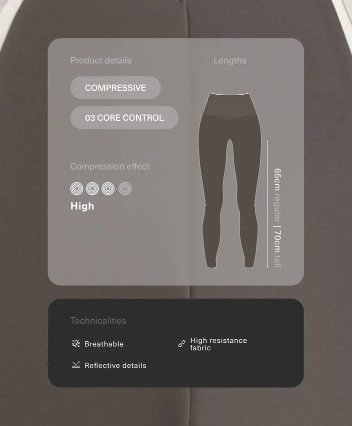 Colanți lungi până la gleznă, cu talie înaltă, Compressive, reflectorizanți, pentru Core Control în zona abdominală Colanți lungi până la gleznă, cu talie înaltă, Compressive, reflectorizanți, pentru Core Control în zona abdominală