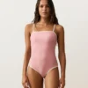 Costume de baie bandeau cu bordură contrastantă Costume de baie bandeau cu bordură contrastantă