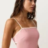 Costume de baie bandeau cu bordură contrastantă Costume de baie bandeau cu bordură contrastantă