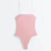 Costume de baie bandeau cu bordură contrastantă Costume de baie bandeau cu bordură contrastantă