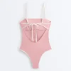 Costume de baie bandeau cu bordură contrastantă Costume de baie bandeau cu bordură contrastantă