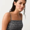 Costume de baie bandeau din țesătură smock cu imprimeu în carouri Costume de baie bandeau din țesătură smock cu imprimeu în carouri