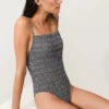 Costume de baie bandeau din țesătură smock cu imprimeu în carouri Costume de baie bandeau din țesătură smock cu imprimeu în carouri