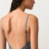 Costume de baie bandeau din țesătură smock cu imprimeu în carouri Costume de baie bandeau din țesătură smock cu imprimeu în carouri