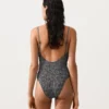 Costume de baie bandeau din țesătură smock cu imprimeu în carouri Costume de baie bandeau din țesătură smock cu imprimeu în carouri
