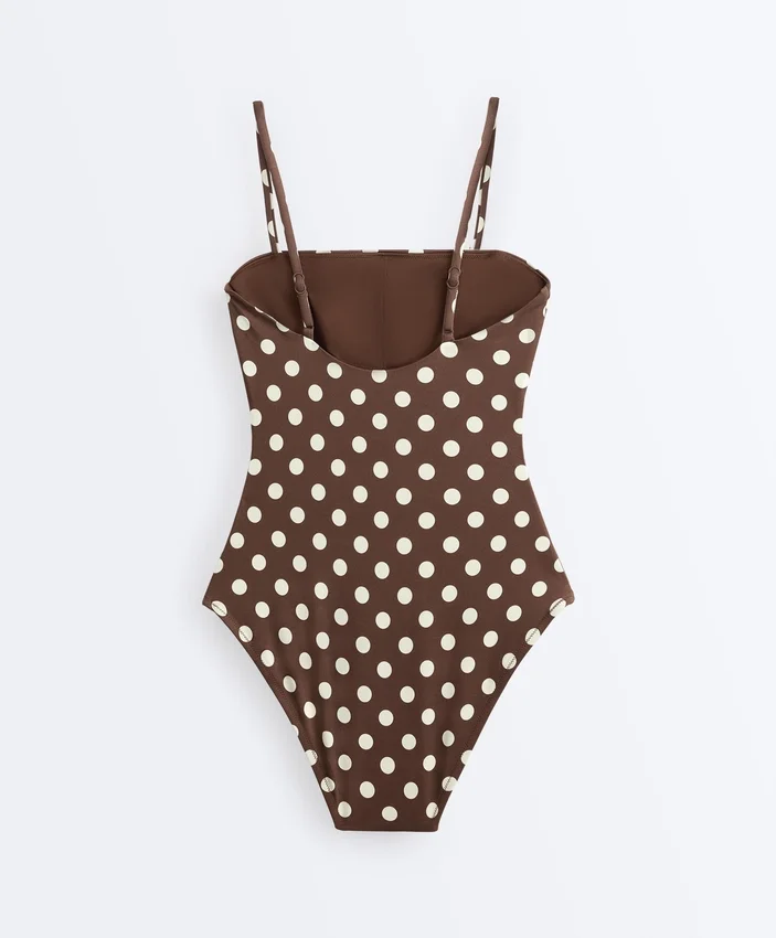 Costume de baie bandeau din piqué cu buline Costume de baie bandeau din piqué cu buline