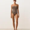 Costume de baie bandeau din piqué cu buline Costume de baie bandeau din piqué cu buline