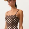 Costume de baie bandeau din piqué cu buline Costume de baie bandeau din piqué cu buline