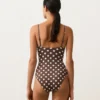Costume de baie bandeau din piqué cu buline Costume de baie bandeau din piqué cu buline