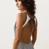 Costume de baie cu bretele în formă de halter, cu dungi