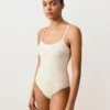 Costume de baie cu guler rotund din croșetat cu textură bule