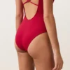 Costume de baie cu guler rotund din piqué