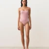 Costume de baie cu guler rotund în dungi Costume de baie cu guler rotund în dungi