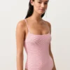 Costume de baie cu guler rotund în dungi Costume de baie cu guler rotund în dungi