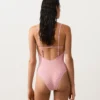 Costume de baie cu guler rotund în dungi Costume de baie cu guler rotund în dungi