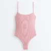 Costume de baie cu guler rotund în dungi Costume de baie cu guler rotund în dungi