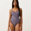 Costume de baie triunghiular cu dungi texturate Costume de baie triunghiular cu dungi texturate