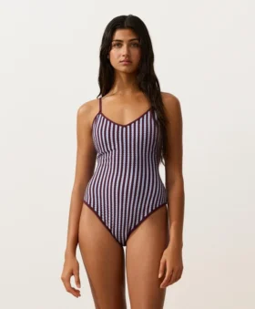 Costume de baie triunghiular cu dungi texturate Costume de baie triunghiular cu dungi texturate