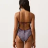 Costume de baie triunghiular cu dungi texturate Costume de baie triunghiular cu dungi texturate