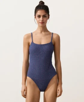 Costume de baie triunghiular cu imprimeu în carouri