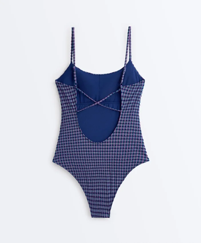 Costume de baie triunghiular cu imprimeu în carouri Costume de baie triunghiular cu imprimeu în carouri