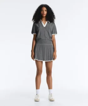 Fustă din tricot cu model în zig-zag, talie înaltă, fără cusături