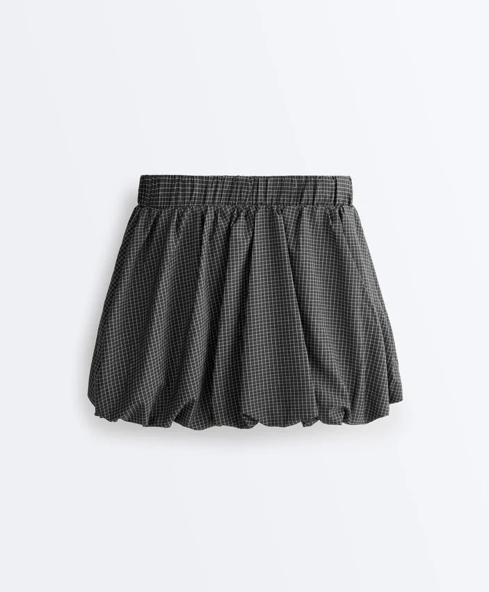 Fustă mini balon Compressive, cu talie înaltă, cu imprimeu în carouri Fustă mini balon Compressive, cu talie înaltă, cu imprimeu în carouri